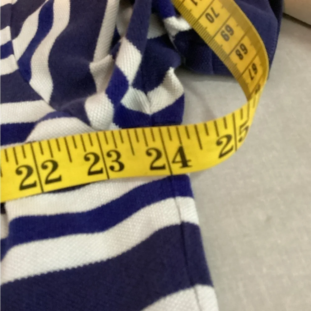 Ralph Lauren Men's Navy and White Striped Polo Shirt Size XL